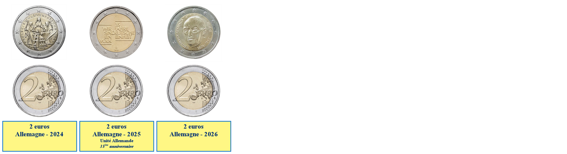 Photos de pièces de monnaies de 2 euros commémoratives allemandes