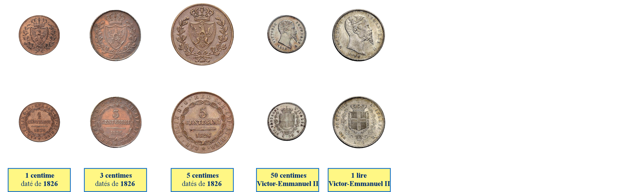 Photos de pièces émise par le gouvernement des provinces de l'Emilie 1859-1860)